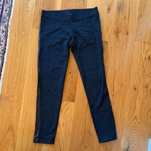 Black Maternity Leggings with Leather Detailing